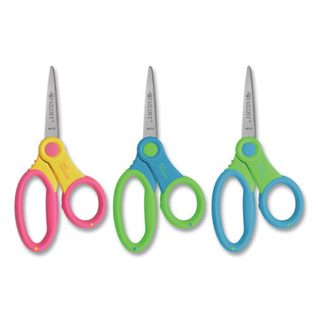 Westcott® Ultra Soft Handle Scissors W-antimicrobial Protection, Pointed Tip, 5" Long, 2" Cut Length, Randomly Assorted Straight Handle freeshipping - TVN Wholesale